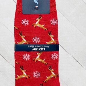 Tailorbyrd Holiday Socks Luxury Pima Cotton Blend -Reindeer -SIZE 10-13